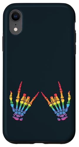 Skeleton Hands LGBTQ Pride | Rock On Love and Equality LGBT Hülle für iPhone XR von Love Unboxed Apparel.USA