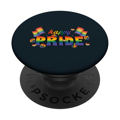 Süße Liebe Freude Blumen Regenbogen Flagge LGBTQ Happy Pride Month PopSockets Klebender PopGrip von Love Unboxed Apparel.USA