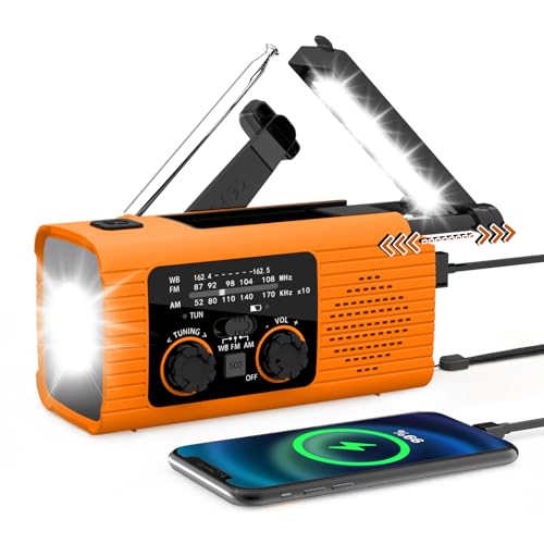 Lovehomily Lovehomily Tragbares Notfallradio Solar Hand Crank Radio, SOS Alarm Radios AM/FM Winden Sie Radio mit LED -Taschenlampe for Campingreisen im Freien (Orange) von Lovehomily