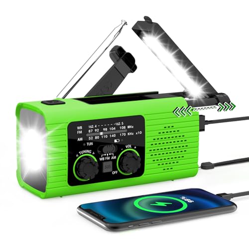 Lovehomily Lovehomily Tragbares Notfallradio Solar Hand Crank Radio, SOS Alarm Radios AM/FM Winden Sie Radio mit LED -Taschenlampe for Campingreisen im Freien (grün) von Lovehomily