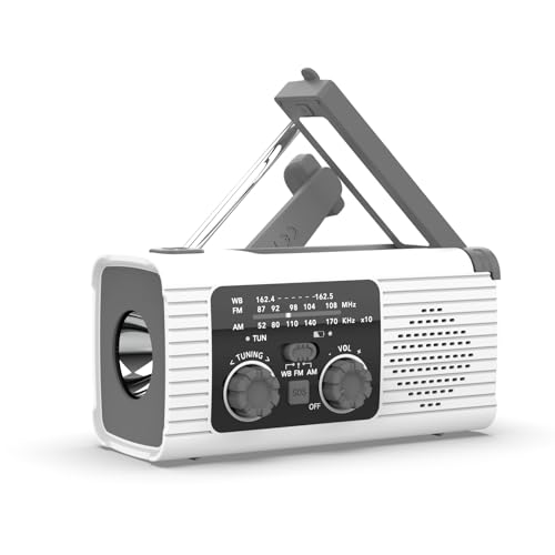 Lovehomily Lovehomily Tragbares Notfallradio Solar Hand Crank Radio, SOS Alarm Radios AM/FM Winden Sie Radio mit LED -Taschenlampe for Campingreisen im Freien (weiß) von Lovehomily