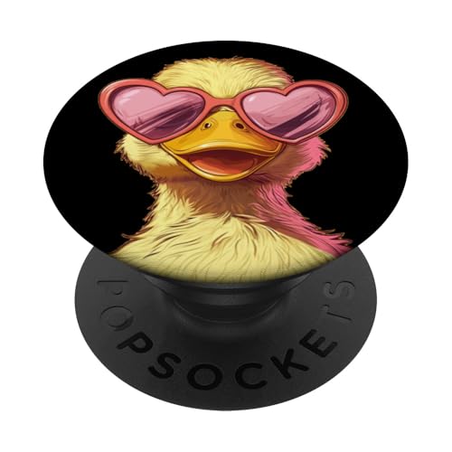 Happy Duck Gesicht mit toller herzförmiger Sonnenbrille PopSockets Klebender PopGrip Happy Duck Gesicht mit toller herzförmiger Sonnenbrille PopSockets Klebender PopGrip von Lovely Duck Outfit