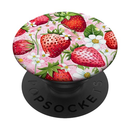 Erdbeere rot weißes Erdbeeren Beeren Muster PopSockets Klebender PopGrip Erdbeere rot weißes Erdbeeren Beeren Muster PopSockets Klebender PopGrip von Lovely Pattern Designs
