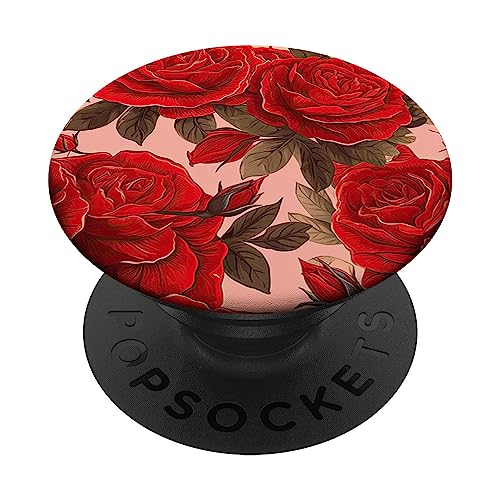 rote Rose schönes Rosenmuster PopSockets mit austauschbarem PopGrip rote Rose schönes Rosenmuster PopSockets mit austauschbarem PopGrip von Lovely Pattern Designs
