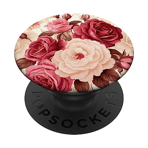 rote Rose schönes Rosenmuster PopSockets mit austauschbarem PopGrip rote Rose schönes Rosenmuster PopSockets mit austauschbarem PopGrip von Lovely Pattern Designs