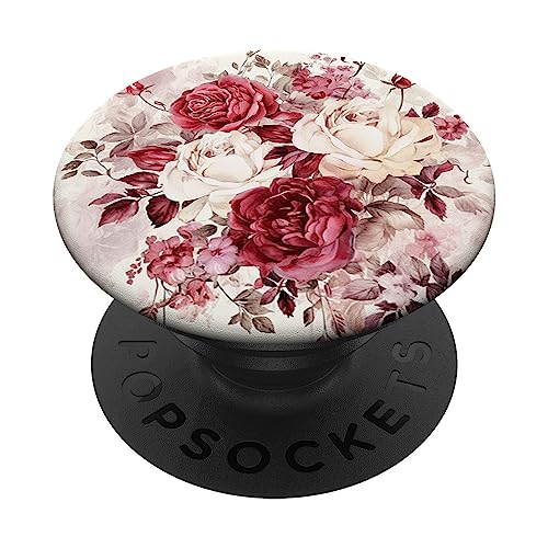 rote Rose schönes Rosenmuster PopSockets mit austauschbarem PopGrip rote Rose schönes Rosenmuster PopSockets mit austauschbarem PopGrip von Lovely Pattern Designs