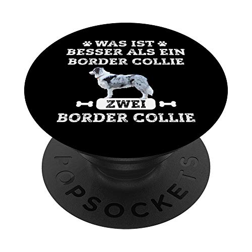 Zwei Border Collie Hunde Design - Border Collie Geschenk PopSockets PopGrip: Ausziehbarer Sockel und Griff für Handys/Tablets mit Tauschbarem Top von Lovemybello Hunde Designs