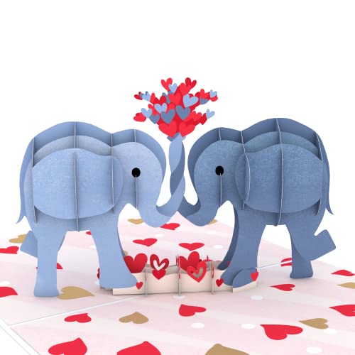 Lovepop® Love Elephants 3D-Pop-Up-Karte – zum Valentinstag, Geburtstag, Jahres- oder Hochzeitstag, handgemachte 3D-Grußkarte mit Einsteckfach und Umschlag von Lovepop