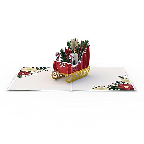 Lovepop® Weihnachtsstern Schlitten 3D-Pop-Up-Karte – handgemachte Weihnachts-Grußkarte mit Einsteckfach und Umschlag von Lovepop