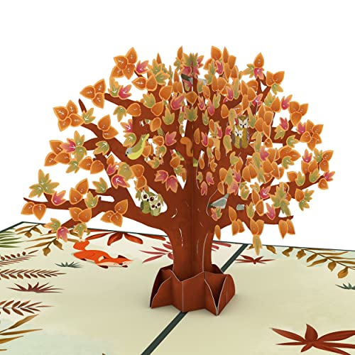 Lovepop Fall Woodland Tier Tree Pop-Up Karte - Herbstkarte - Handgefertigte 3D Pop-Up Grußkarte - Herbstkarte, 12,7 x 17,8 cm von Lovepop