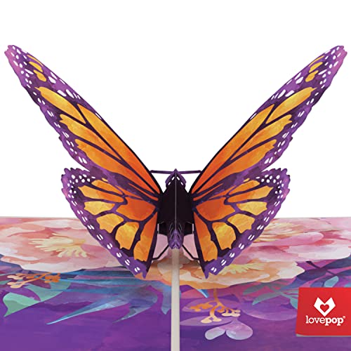 Lovepop Monarch Schmetterling Pop Up Karte - 3D Karte, Geburtstag Frühlingskarte, Naturkarte, Muttertag für Mutter, Frau, Jubiläumskarte, Grußkarte von Lovepop