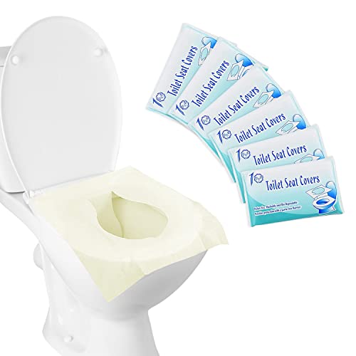 Einweg WC Sitzauflage, Toilet Seat Cover, 60 Stücke Einweg Toilettensitzbezug, Biologisch Abbaubar Einweg Toilettensitzbezug, Tragbar Toilettenauflage, WC Auflage Einweg Geeignet für Toilette von Lovesmile