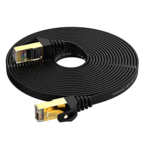 Lovicool CAT7 Netzwerkkabel 5m Ethernet Gigabit LAN Kabel 10Gbps 600Mhz Internet Patchkabel für Netzwerke, Switches, Router, Modems,PC-Schwarz von Lovicool