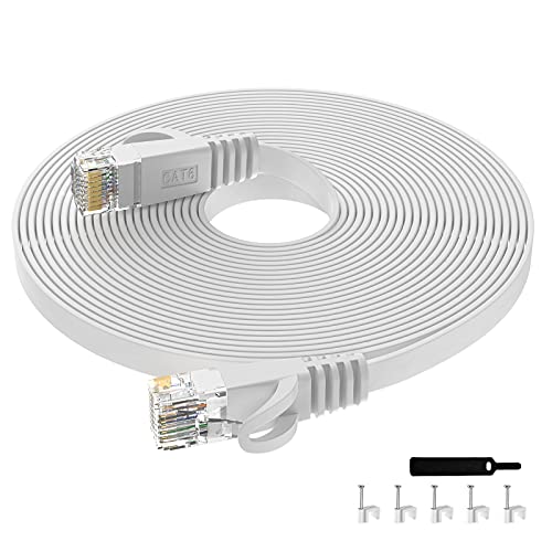 Lovicool Cat6 Netzwerkkabel Flach Ethernet-Kabel 8 Meter LAN Kabel Internetkabel Kompatibel mit Switch Router Modem Patch Panel PC Hochgeschwindigkeits- Gigabit RJ45 1000Mbit/s (weiß) von Lovicool