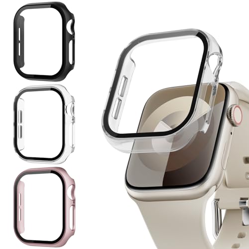 Lovmunia 3-Stück Schutzhülle mit Displayschutzfolie Kompatibel mit Apple Watch 10 42mm, Neu Aufgerüstetes Rundum Hard PC Gehäuse Eingebaut Kratzfest Gehärtetes Glas Schutzfolie für iWatch 10 42 mm Lovmunia 3-Stück Schutzhülle mit Displayschutzfolie Kompatibel mit Apple Watch 10 42mm, Neu Aufgerüstetes Rundum Hard PC Gehäuse Eingebaut Kratzfest Gehärtetes Glas Schutzfolie für iWatch 10 42 mm von Lovmunia