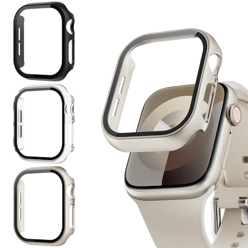 Lovmunia 3-Stück Schutzhülle mit Displayschutzfolie Kompatibel mit Apple Watch 10 42mm, Neu Aufgerüstetes Rundum Hard PC Gehäuse Eingebaut Kratzfest Gehärtetes Glas Schutzfolie für iWatch 10 42 mm Lovmunia 3-Stück Schutzhülle mit Displayschutzfolie Kompatibel mit Apple Watch 10 42mm, Neu Aufgerüstetes Rundum Hard PC Gehäuse Eingebaut Kratzfest Gehärtetes Glas Schutzfolie für iWatch 10 42 mm von Lovmunia