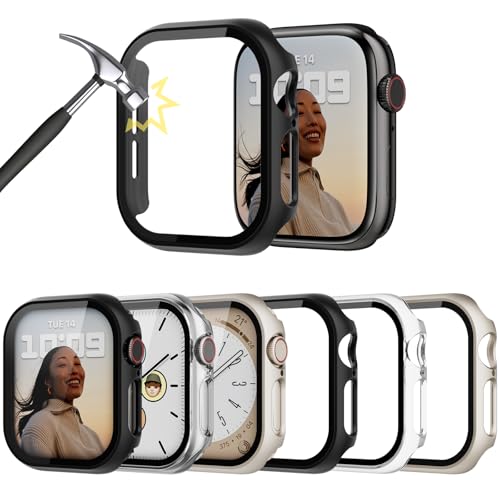 Lovmunia 6-Stück Gehäuse mit Displayschutzfolie Kompatibel mit Apple Watch 10 42mm, Neu Aufgerüstetes Rundum Hard PC Schutzhülle Eingebaut Kratzfest Gehärtetes Glas Schutzfolie für iWatch 10 42 mm Lovmunia 6-Stück Gehäuse mit Displayschutzfolie Kompatibel mit Apple Watch 10 42mm, Neu Aufgerüstetes Rundum Hard PC Schutzhülle Eingebaut Kratzfest Gehärtetes Glas Schutzfolie für iWatch 10 42 mm von Lovmunia