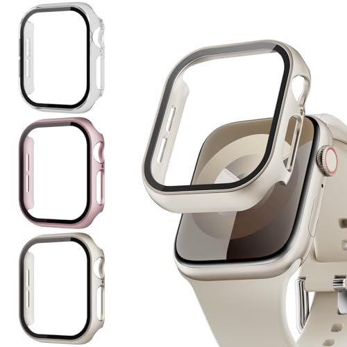 Lovmunia 3-Stück Schutzhülle mit Displayschutzfolie Kompatibel mit Apple Watch 10 42mm, Neu Aufgerüstetes Rundum Hard PC Gehäuse Eingebaut Kratzfest Gehärtetes Glas Schutzfolie für iWatch 10 42 mm Lovmunia 3-Stück Schutzhülle mit Displayschutzfolie Kompatibel mit Apple Watch 10 42mm, Neu Aufgerüstetes Rundum Hard PC Gehäuse Eingebaut Kratzfest Gehärtetes Glas Schutzfolie für iWatch 10 42 mm von Lovmunia