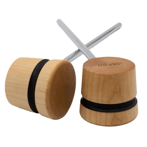 Low Boy Leichter Bassdrum-Schlägel aus Holz – vielseitiger, leichter Kick-Drum-Schlägel mit Holzoberfläche und Stahlstangen in Luftfahrtqualität (natürlich mit schwarzen Streifen, 2er-Pack) von Low Boy