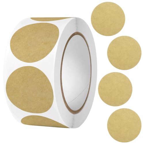 Lowats Rund Kraftpapier Geschenksticker 500 Stück Geschenkaufkleber 3.8cm Kraftpapier Etiketten Selbstklebend Etiketten Runde Aufkleber Sticker Kraft Selbstklebend Aufkleber Etiketten Marmelade von Lowats