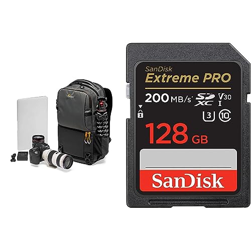 Lowepro Fastpack BP 250 AW III Kamerarucksack - Kameratasche/Fotorucksack & SanDisk Extreme PRO SDXC UHS-I Speicherkarte 128 GB von Lowepro