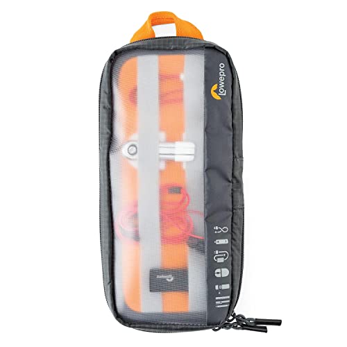 Lowepro GearUp Pouch Medium, Travel Essentials Case, Reisetasche für PC-Kabel, Kabel, Adapter, Akkus, Ladegeräte & USB-Sticks, Laptop-Zubehörtasche, Hergestellt aus Recyclingmaterial, Grau von Lowepro