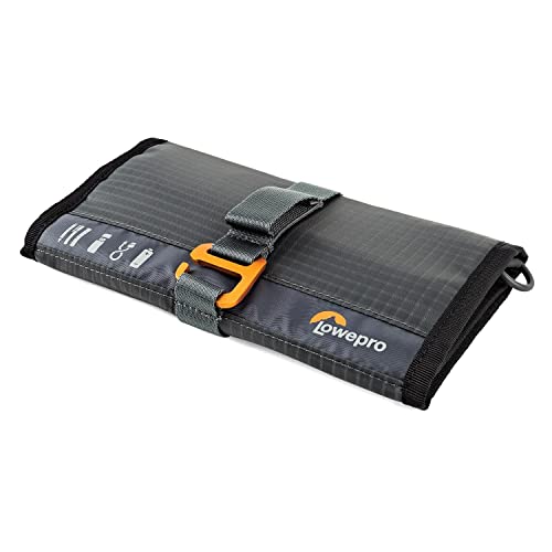 Lowepro GearUp Wrap, Travel Essentials Case, Reisetasche für Kabel, Adapter, Akkus und USB-Sticks, SD-Tasche, Smartphone-Zubehörtasche, Hergestellt aus Recyclingmaterial, Grau von Lowepro
