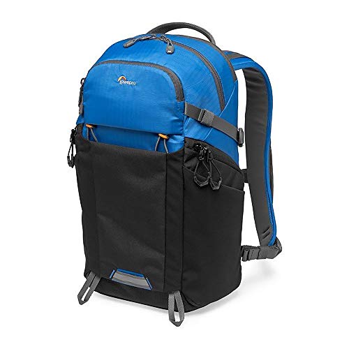 Lowepro LP37259-PWW Photo Active Outdoor-Fotorucksack (mit QuickShelf Einteiler, fasst 12“ Laptop/iPad/ 2L Trinkbeutel, für CSC von Sony, Canon, Nikon, Gimbals, Drohnen, DJI, Osmo, Mavic) blau/schwarz von Lowepro