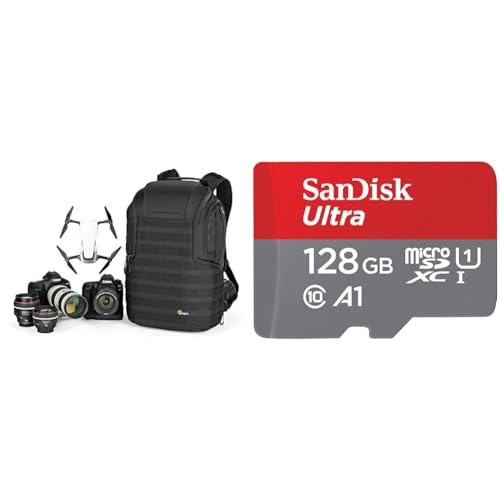 Lowepro ProTactic 450 AW II Modularer Rucksack mit Allwetterhülle & SanDisk Ultra Android microSDXC UHS-I Speicherkarte 128 GB + Adapter von Lowepro