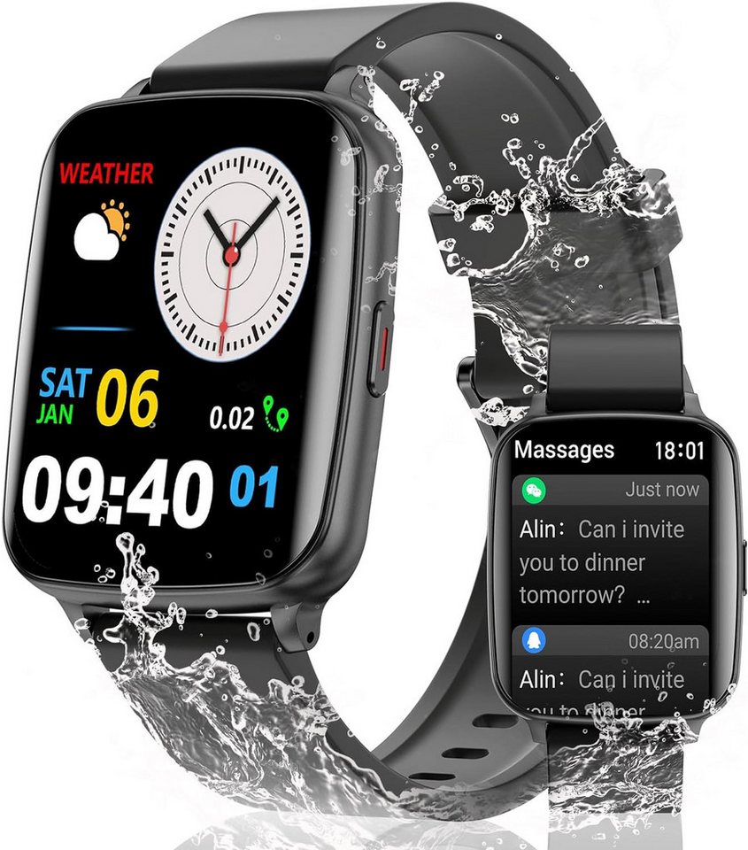 Loyaa Herren's IP68 Wasserdicht 100+ Sportmodi Fitness-Tracker Smartwatch (1,39 Zoll, Android/iOS), mit Herzfrequenzmonitor Schlafmonitor SpO2 Schrittzähler von Loyaa