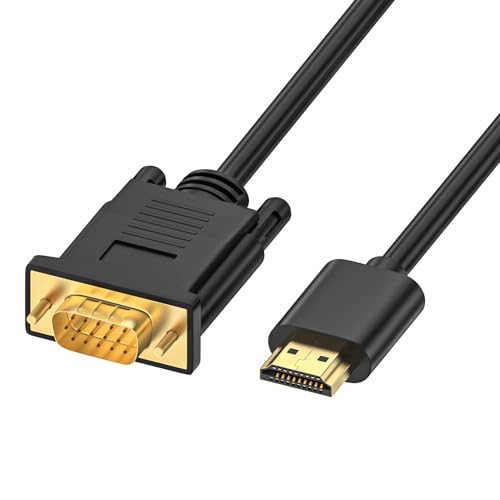 Loydia HDMI auf VGA Kabel, 1,8M HDMI zu VGA Kabel - Unidirektional HDMI auf VGA Kabel Monitor 1080P Vergoldetes Kabel (Stecker zu Stecker), kompatibel mit Projektor, Desktop, Laptop, PC, Monitor, Xbox von Loydia