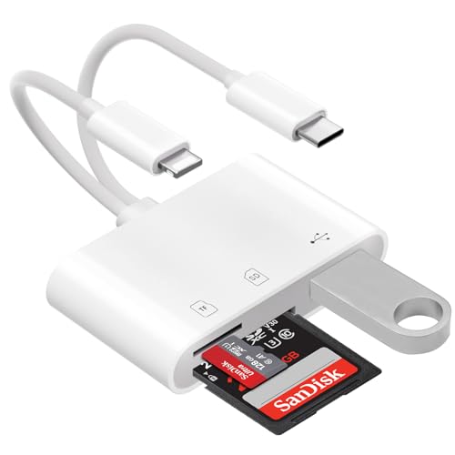 Loydia SD Kartenleser für iPhone, 3 in 2 USB C SD Kartenleser, Micro SD auf Typ C Adapter Speicherkartenleser mit SD/TF Kartensteckplatz, Kamera Card Viewer SD Kartenleser für von Loydia