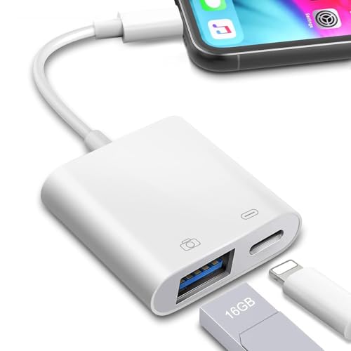Loydia USB-Kamera-Adapter für iPhone, [Apple MFi Certified] Lightning Kamera Adapter mit Ladeanschluss, USB OTG auf Lightning Adapter unterstützt Kartenleser, U Disk Flash Drive, Maus, Tastatur von Loydia
