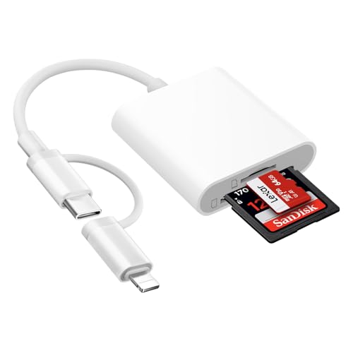 SD Kartenleser für iPhone, Speicher SD Kartenleser für iPhone SD Kartenleser USB C SD/MicroSD Card Reader-Plug-and-Play, SD Karten Adapter für iPhone Typ C Kartenleser für iPhone15/iPad/MacBook/Laptop von Loydia