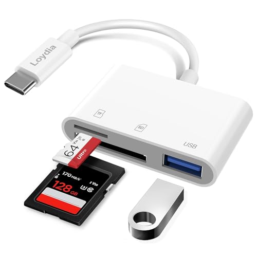 USB C SD Kartenleser, USB C auf SD Karte für iPad/Mac/Laptop, 3 in 1 USB C/Typ C auf USB Kamera Speicherkartenleser Adapter von Loydia