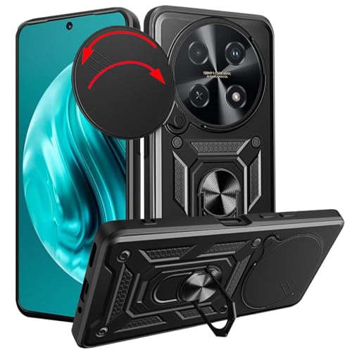 Loyhee Hülle für Huawei nova 12i (6.7"), Kameraschutz Handyhülle mit 360 Grad Ring Ständer Weich TPU Bumper Stoßfest + Hart PC Rückseite Kratzfest Tough Armor Schutzhülle - Schwarz von Loyhee