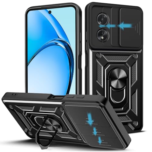 Loyhee Hülle für Oppo A60 4G (6.67"), Kameraschutz Handyhülle mit 360 Grad Ring Ständer Weich TPU Bumper Stoßfest + Hart PC Rückseite Kratzfest Tough Armor Schutzhülle - Schwarz von Loyhee