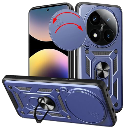 Loyhee Hülle für Xiaomi Redmi Note 14 Pro 4G (6.67"), Kameraschutz Handyhülle mit 360 Grad Ring Ständer Weich TPU Bumper Stoßfest + Hart PC Rückseite Kratzfest Tough Armor Schutzhülle - Blau von Loyhee