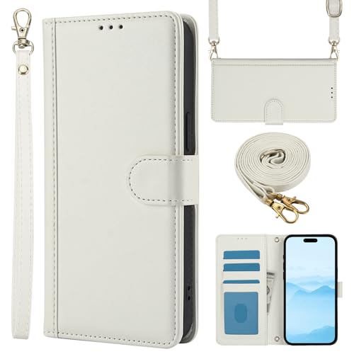 Loyhee Lederhülle für iPhone 16 Hülle, Premium PU Leder Klapphülle mit Kartenschlitzen Magnetverschluss Standfunktion und Band, RFID-Blockierung Flip Wallet Stoßfeste Handyhülle - Weiß Loyhee Lederhülle für iPhone 16 Hülle, Premium PU Leder Klapphülle mit Kartenschlitzen Magnetverschluss Standfunktion und Band, RFID-Blockierung Flip Wallet Stoßfeste Handyhülle - Weiß von Loyhee