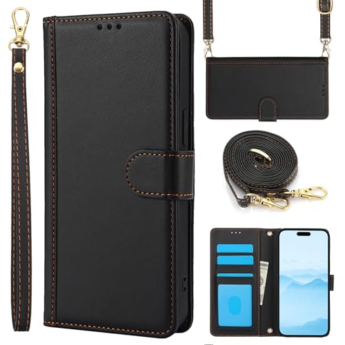 Loyhee Lederhülle für iPhone 16 Pro Max Hülle, Premium PU Leder Klapphülle mit Kartenschlitzen Magnetverschluss Standfunktion und Band, RFID-Blockierung Flip Wallet Stoßfeste Handyhülle - Schwarz Loyhee Lederhülle für iPhone 16 Pro Max Hülle, Premium PU Leder Klapphülle mit Kartenschlitzen Magnetverschluss Standfunktion und Band, RFID-Blockierung Flip Wallet Stoßfeste Handyhülle - Schwarz von Loyhee