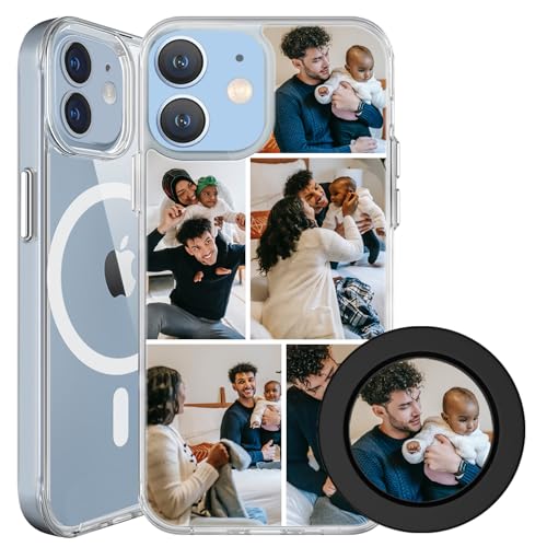 Loyobo Schutzhülle für iPhone 12 Pro Max, stark, magnetisch, kompatibel mit Magsafe, personalisierbarer magnetischer Handy-Griff für iPhone 12 Pro Max, individuelle Handybuchsen (Magnet 5 Bilder) von Loyobo