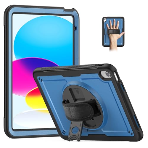 Loyrina Schutzhülle für iPad (A16) 11. Generation 27,9 cm (11 Zoll), 2025, leicht, robust, Design aus zwei Materialien, um 360° drehbar, verstellbare Leder-Handschlaufe, faltbarer Ständer, langlebig von Loyrina