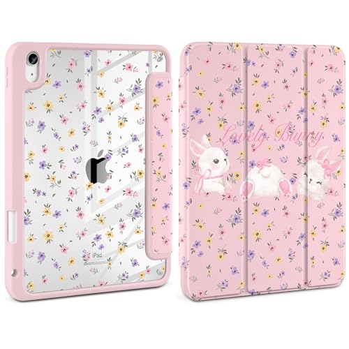 Loyrina Schutzhülle für iPad Air 27,9 cm (11 Zoll), M3 2025 M2 2024, mit Stifthalter, transparente Rückseite, leicht, stoßfest, TPU-Rand, dreifach faltbarer Ständer, automatischer Schlafmodus, süßes von Loyrina