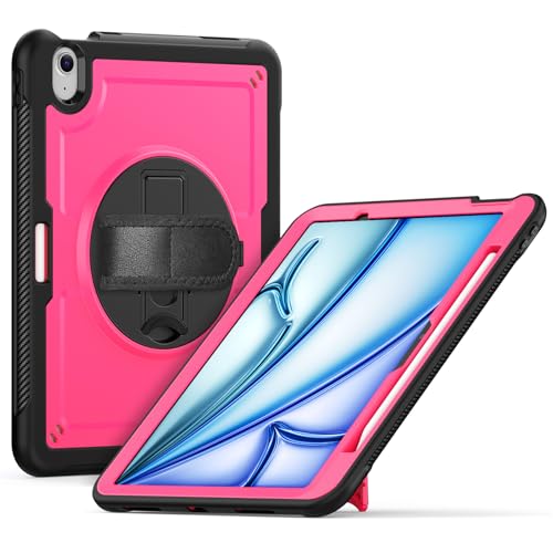 Loyrina Schutzhülle für iPad Air 27,9 cm (11 Zoll) 7. Generation 2025 M3 2024 M2, leicht, robust, Dual-Material-Design, um 360° drehbar, verstellbare Handschlaufe, faltbarer Ständer, langlebig mit von Loyrina