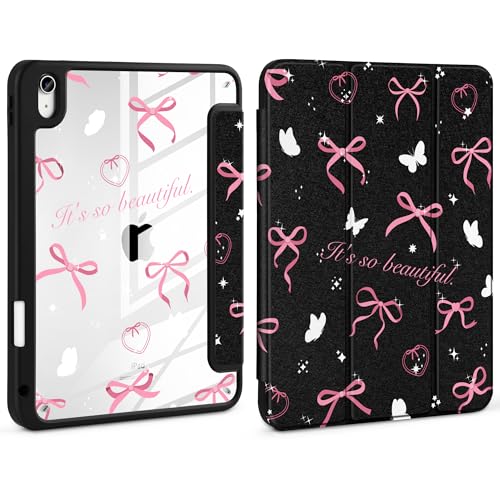 Loyrina Schutzhülle für iPad Air 27,9 cm (11 Zoll) M3 2025 M2 2024 mit Stifthalter, transparente Rückseite, leicht, stoßfest, TPU-Rand, dreifach faltbarer Ständer, automatischer Schlafmodus, niedliche von Loyrina