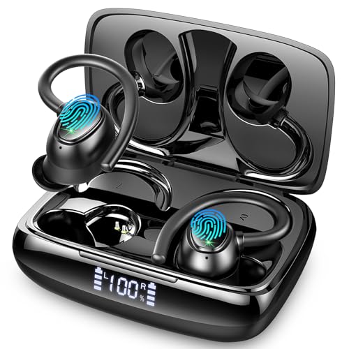 Lrecat Bluetooth Kopfhörer Sport, Kopfhörer Kabellos Bluetooth 5.3 Stereo mit 4 ENC HD Mic, 48 Std In Ear Kopfhörer Bluetooth mit LED-Anzeige, Lärmreduzierung, IP7 Wasserdicht Ohrhörer für Sport von Lrecat