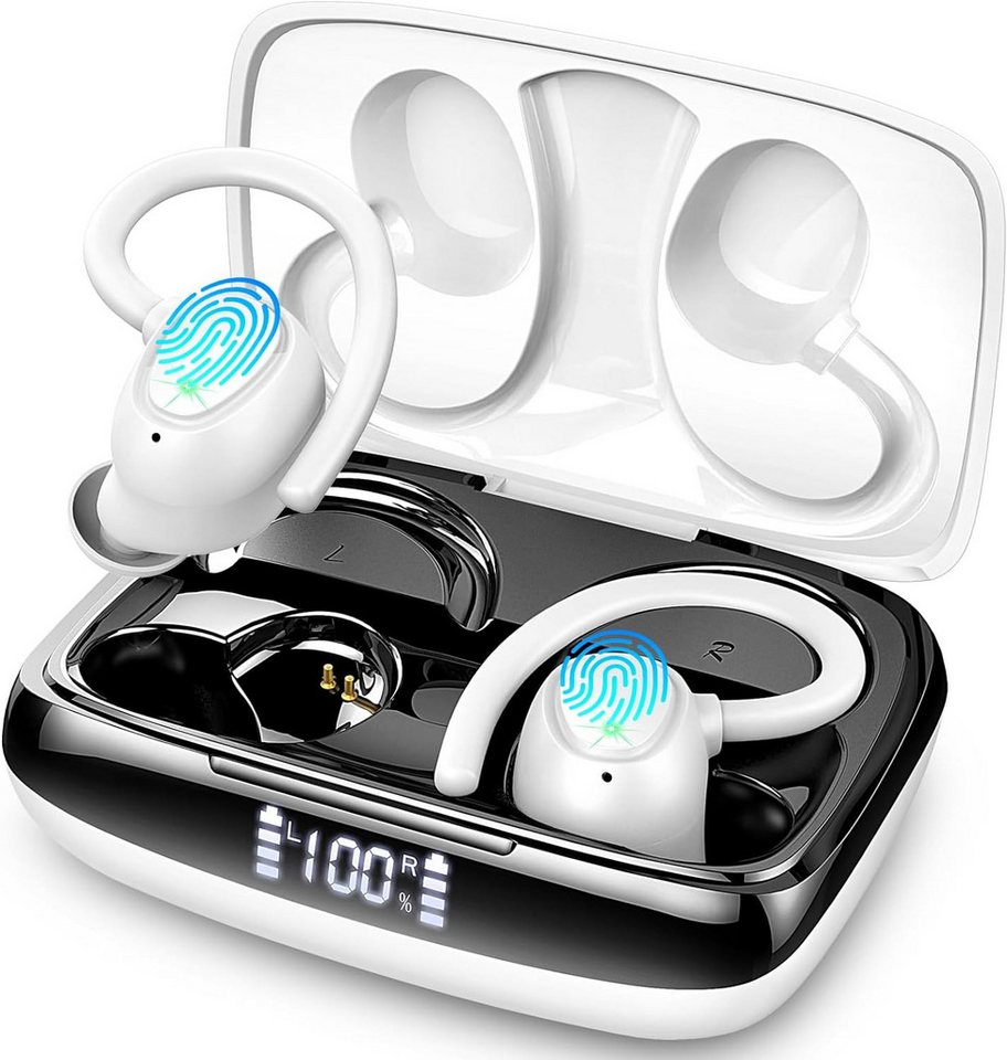 Lrecat HD Mikrofon, 48 Std Spielzeit mit LED-Anzeige In-Ear-Kopfhörer (Mit intuitiver Ein-Finger-Touch-Bedienung und breiter Kompatibilität bieten diese Sportkopfhörer ein perfektes Audioerlebnis für unterwegs., mit Kombiniert mit hochwertigen Silikon-Ohrstöpseln in drei Größen,IP7) von Lrecat