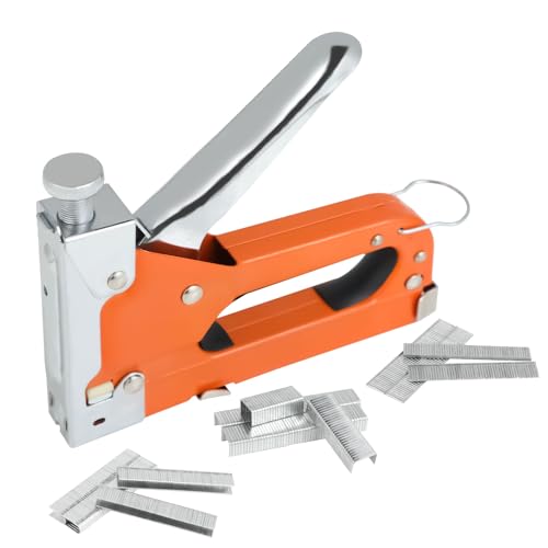 3-in-1 Handtacker - Tacker für Holz Set mit 600 Klammern Professionelle Metall Tackerpistole für Holz Tischlerei Handtacker Stoffbefestigung Möbelherstellung Dekoration und Kabelbefestigung (Orange) von Lrocotanc