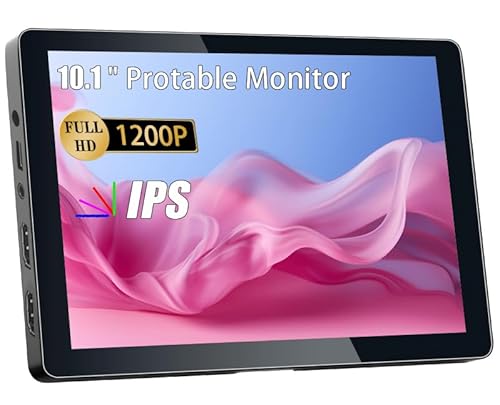 10.1 Zoll Kleiner Portable Monitor, Tragbarer Externer IPS Bildschirm mit Dual-HDMI für Laptop PC Raspberry Pi PS4 Computer Microsoft Win OS,60HZ,1920x1200,16:10 Farbdisplay,Plug&Play von Lrtzcbi