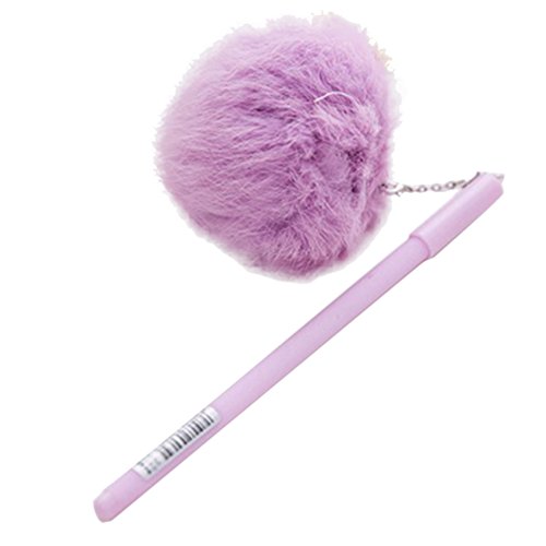 Lsgepavilion Gelschreiber für Damen, süßer Pompom-Ball, 0,5 mm, schwarze Tinte, Geschenk für Mädchen, Schreibwaren, zufällige Farbe von Lsgepavilion